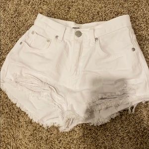 White jean shorts